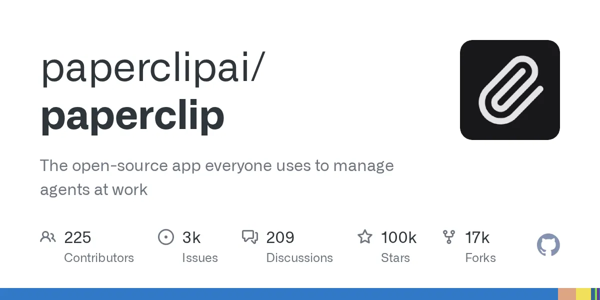 paperclip 的 GitHub 项目卡片