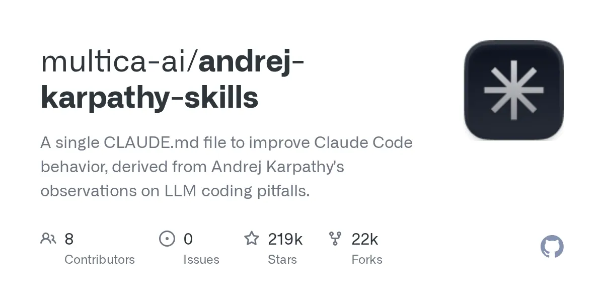 andrej-karpathy-skills 的 GitHub 项目卡片